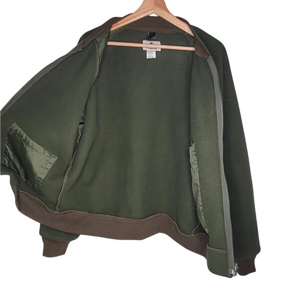 VF Imagewear Mens L Fleece Lined Full Zipper Bomber Jacket Army Border USA - Picture 4 of 5